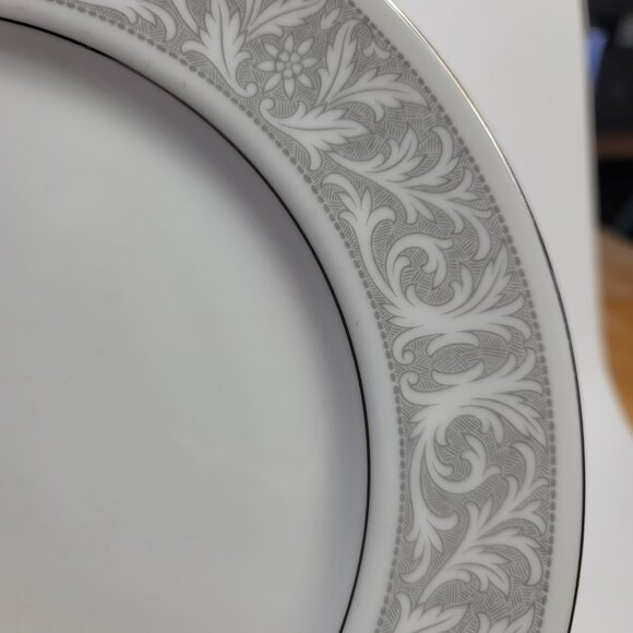 FOUR Imperial China Whitney Dinner Plates White Gray Band Leaf Scrolls W. Dalton - Picture 7 of 15